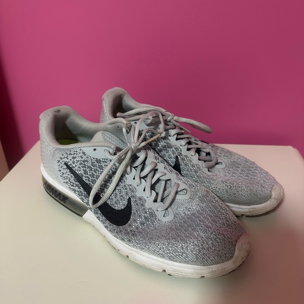 Nike Light Gray and Black Running Shoes